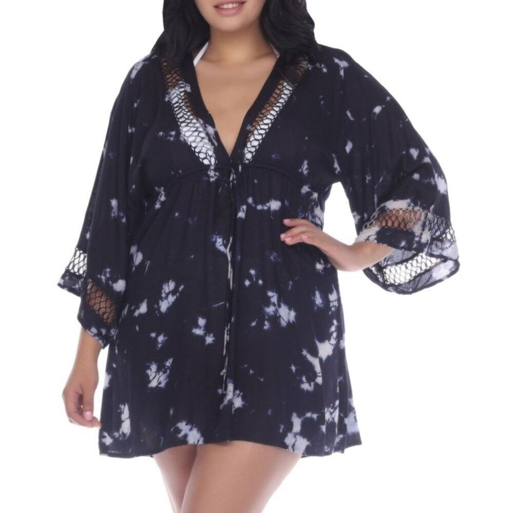 Raviya Blue Tie Dye Beach Swim Cover Up 0X Vacation Resort Bohemian